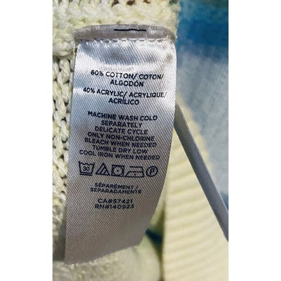 LOFT Sweater Womens XL Ombre Striped V Neck Long Sleeve Cotton Blend Beachy Boho - Picture 7 of 8